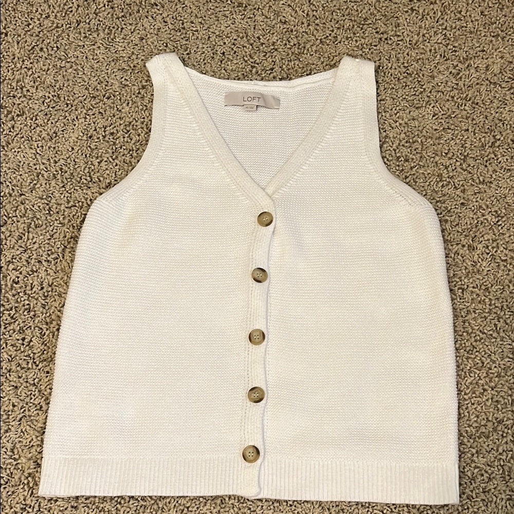 LOFT White Sleeveless Sweater Vest